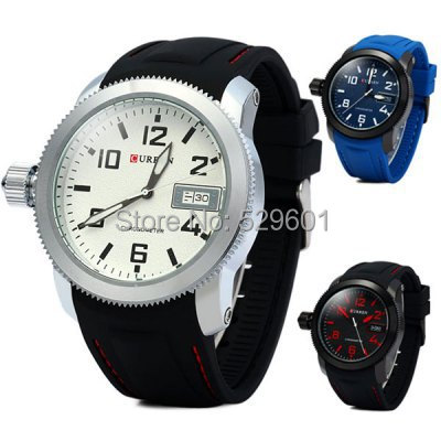 New CURREN Stainless Steel Thread Dial Quartz Watch with Silicone Band