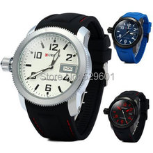 New CURREN Stainless Steel Thread Dial Quartz Watch with Silicone Band