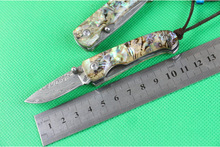 Envío gratis damasco 59HRC FACA recoger caza que acampa cuchillo táctico herramientas de rescate supervivencia herramientas recoger MINI cuchillo de bolsillo