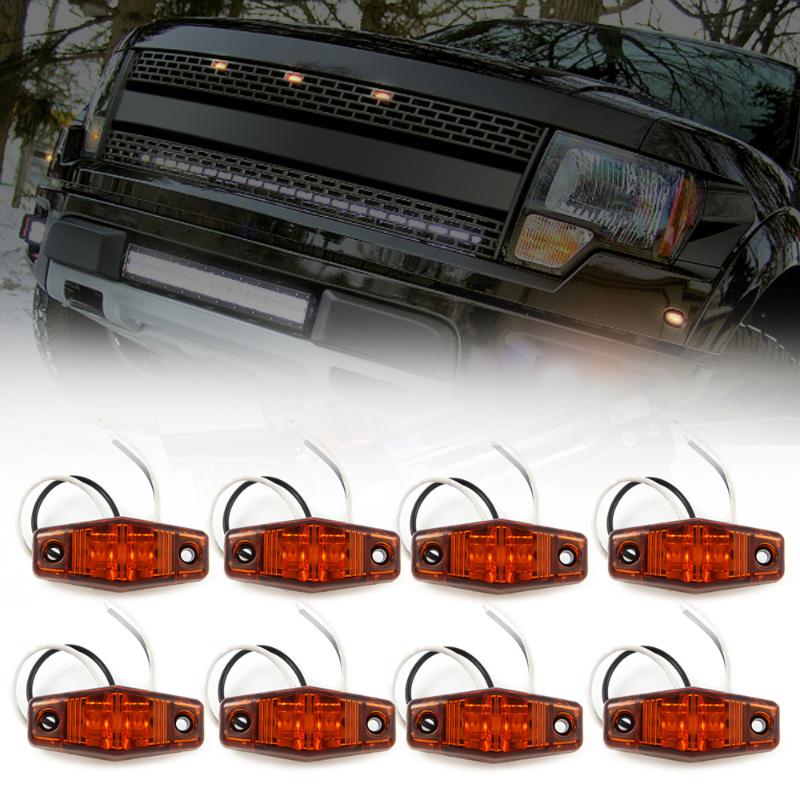 CARCHET 8X Amber 2 LED Side Marker Indicator Lights Truck RV Trailer Camping