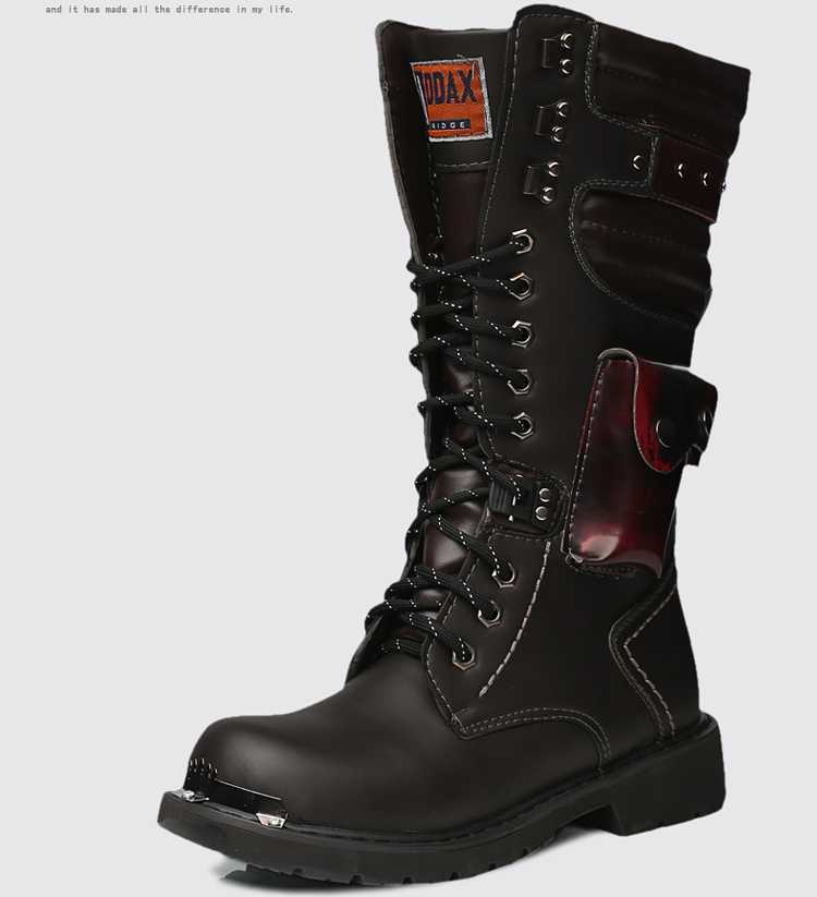 Top Brand Designer Men Lace Up Outdoor Combat Boot Fashion Mens Winter Ankle Hiking Boots Male Full Grain Leather Shoes H4772