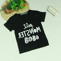 2015 Kids Bobo Choses Shirt 2 6 Years Girls Boys Letter Cotton Knitted Short Sleeve Black