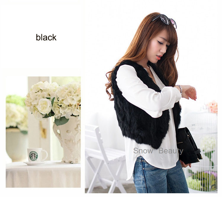 women rabbit fur vest short (3)