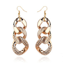 Free Shipping New Style Fashion Gold Acrylic Chain Shape Female Drop Earrings,Exquisite Earrings For Party Dresses