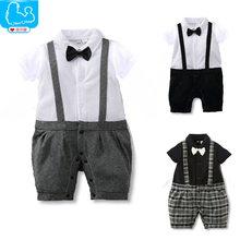 Baby Boys Romper Bow Tie Gentleman Summer Baby Boys Clothes Kids Clothing Set Baby Body Suits Infant Jumpsuit Newborn Costume