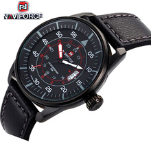 2015 Watches men NAVIFORCE 9044 luxury brand Quartz Clock dive 30M Casual Army Military Sports watch Leather relogio masculino