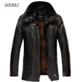 2016 Winter Men s Leather Jacket Fur Collar XL 7XL Mens Casual Leather Suede Warm Man