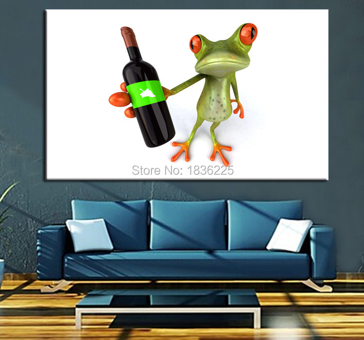 art supplies Canvas Oil Painting wallpapers animal frog with musical instruments oil painting for kids bedroom decor living room(China (Mainland))