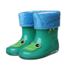 2015 New Kids Cartoon Rainboots Brand Children Antiskid Wellies Girls Boys Rainboots with Removable Cotton Velvet