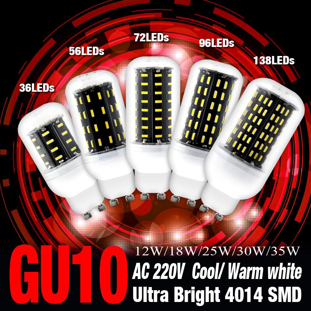 AC 220V GU10 Ultra bright 4014 SMD LED Bulb Light Corn Lamp Cool White Light Warm White 12W 18W 25W 30W EB7045