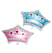 Nuevo 26 pulgadas 50 unids/lote azul y rosa corona helio globos foil bebé globos ballon la decoración bolas pequeña princesa príncipe
