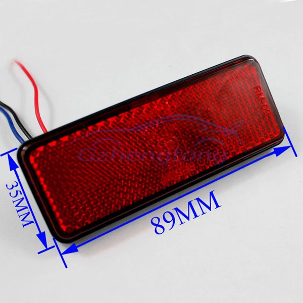 2 x Rectangle Reflectors Lamp Red LED Rear Tail Brake Turning Signal Stop Light Lens Universal Car Truck Motorcycle (4)