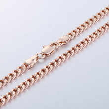 CUSTOMIZE 18-36inch 3MM Womens Girls Chain Flat Cut Round Curb Cuban Rose Gold Filled GF Necklace GN220