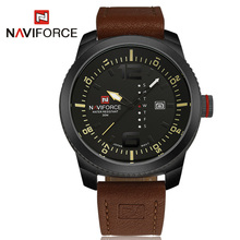 2016 Naviforce Casual Men Watch Genuine Leather Quartz Watch Wrist Watches For Men Waterproof 3ATM Auto