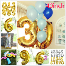40 inch Number Foil Balloons gold sliver Air Digit Balloon Kids Birthday Party Banner Wedding Decorations Ballon Party Supplies