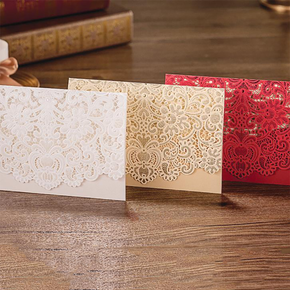 Blank wedding invitation pockets