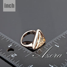 AZORA 18K Real Rose Gold Plated Gold Color Triangle Stellux Austrian Crystal Ring TR0015