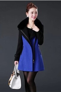 fourrure 2014 new women's autumn and winter long section of wool woolen coat Korean Slim luxury cashmere coat was thin