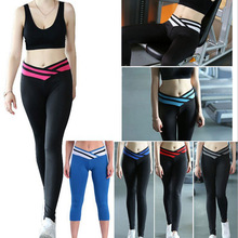 Sport pant leggings exercise workout legging fastion high waist cross Stripe Leggings Ladies for running 6