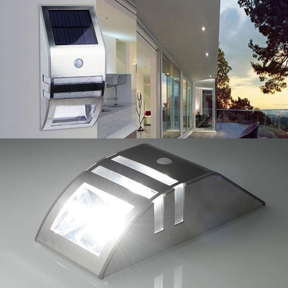 Solar Light Solar Power Recharge Stainless PIR Human Motion Sensor Wall Silver Outdoor Security Emergency Light Lampe Solaire Solar Light Solar Power Recharge Stainless PIR Human Motion Sensor Wall Silver Outdoor Security Emergency Light Lampe Solaire