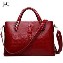 J&C 2016 Alligator Saffiano Women Bag Luxury Hangbags Women Bags Designer Cheap Handbags Free Shipping Black/Red FB226