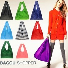 6pieces/lot Japan BAGGU square pocket Shopping bag ,Candy colors available Eco-friendly reusable folding handle nylon Bag
