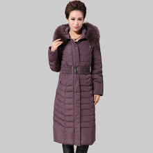 XL-6XL 2016 Fashion Nagymaros Collar Hooded Winter Women Down Coat Warm Slim With Belt Jacket Mother Dress Winter Jacket W0247