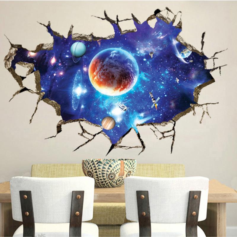 3d Out Space Planet Boys Bedroom Art Vinyl Wall Stickers Decal Room Decor