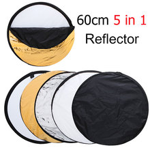 24″ 60cm 5 in 1 Portable Collapsible Light Round Photography Reflector for Studio Multi Photo Disc