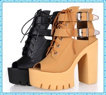 buckle summer shoes fashion platform shoes woman high heels open toe sandals for women shoes 2016 ladies peep toe pumps C861