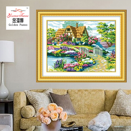 Needlework DIY DMC Cross stitch Sets For Embroidery kits scenery clock home decro Counted Cross Stitching