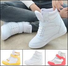 2016 Women’s Shoes Spring Autumn Ankle Boots Heels Shoes Women Casual Shoes Height Increased Wedges Shoes High Top Mixed Color