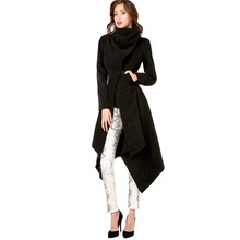 Aierwill Fan Yanwei hem Lapel waist double pocket long coat jacket