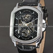 Ganador Casual Waches hombres ver a través del reloj mecánico automático reloj + caja de regalo envío gratis