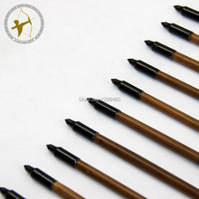 Free Shipping 12 Pcs Archery Traditional Hunting Shooting Broadheads Self Nocks Real Turkey Feather Bamboo Shaft