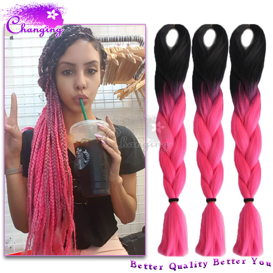 Xpression Hair Braiding With Pink Box | 10pcs lot ombre kanekalon braiding hair 1b pink kanekalon Xpression Hair Braiding With Pink Box | 10pcs lot ombre kanekalon braiding hair 1b pink kanekalon