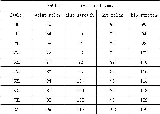 P50111 size chart