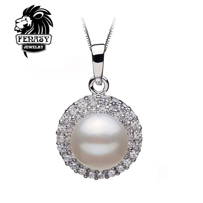 FENNEY Pearl Jewelry,100% Natural Freshwater Pearl Pendants,Pendant Pearl Necklace with 925 sterling silver jewelry