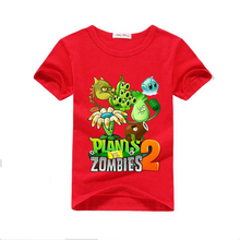 2016 Summer and Spring plants vs zombies short Sleeve Cotton boys clothes children t shirt Kids clothing Girls tees tops