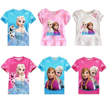 Summer Style Anna Elsa Pattern Girls T-shirt Princess Anna Short-Sleeved Vest Cartoon Girl Clothing Children’s Clothing T-Shirt