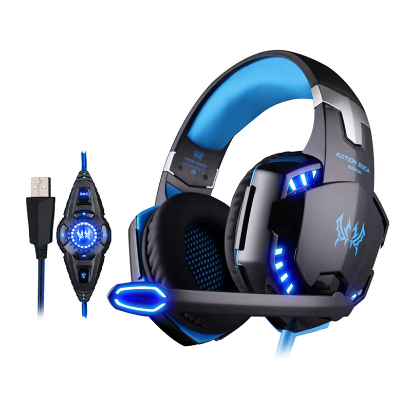 Professional Gaming Headphone KOTION EACH G2200 USB 7.1 Channel Surround Sound  Vibration Games Headset with Mic LED Light