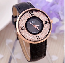 NEW Amni Crystal Gold Women Watch Roman Number wristwatch rhinestone sand Analog Watch Black Rejo Para Dama Geneva Style