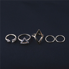 Fashion Punk Finger Ring Gold And Silver Plated Crystal Geometric Prismatic Triangle Knuckle Phalange Midi Ring