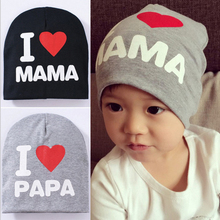 Fashion Kids Baby Infant Love Boy Girl Cute Soft Warm Hat Cap Cotton Beanie I Love Papa Mama Print Kid Hats