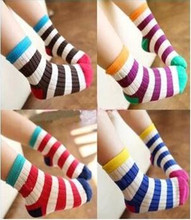 Free shipping100% Cotton Children’s socks Soft Girls Socks Striped Toddlers Kids Boys Girls Soft Cotton Rainbow girls socks
