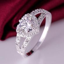 Hot new silver Ring jewelry Korean exquisite color high for women lady wedding party CZ stone Women Shiny Crystal Ring R388
