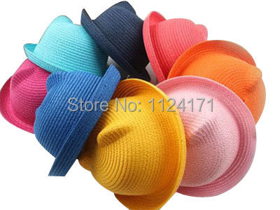 2015 Fashion Straw Hats Summer Baby Ear Decoration Lovely Child Character Girls And Boys Sun Hat