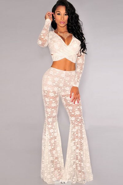 Off-White-Lace-Bell-Bottoms-Two-Pieces-Pants-Set-LC60307-1-1