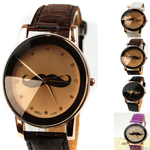 Cute Mustache Pattern Casual Watches women Faux Leather Fashion Quartz Watches mens wristwatch new fashion