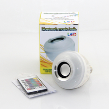 Wireless bluetooth 12W LED speaker bulb Audio Speaker E27 Colorful music playing & Lighting With 24 Keys IR remote Control